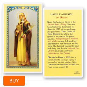 St. Catherine of Siena Laminated Prayer Cards 25 Pack