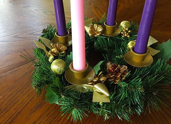 Advent Wreath with Purple and Pink candles