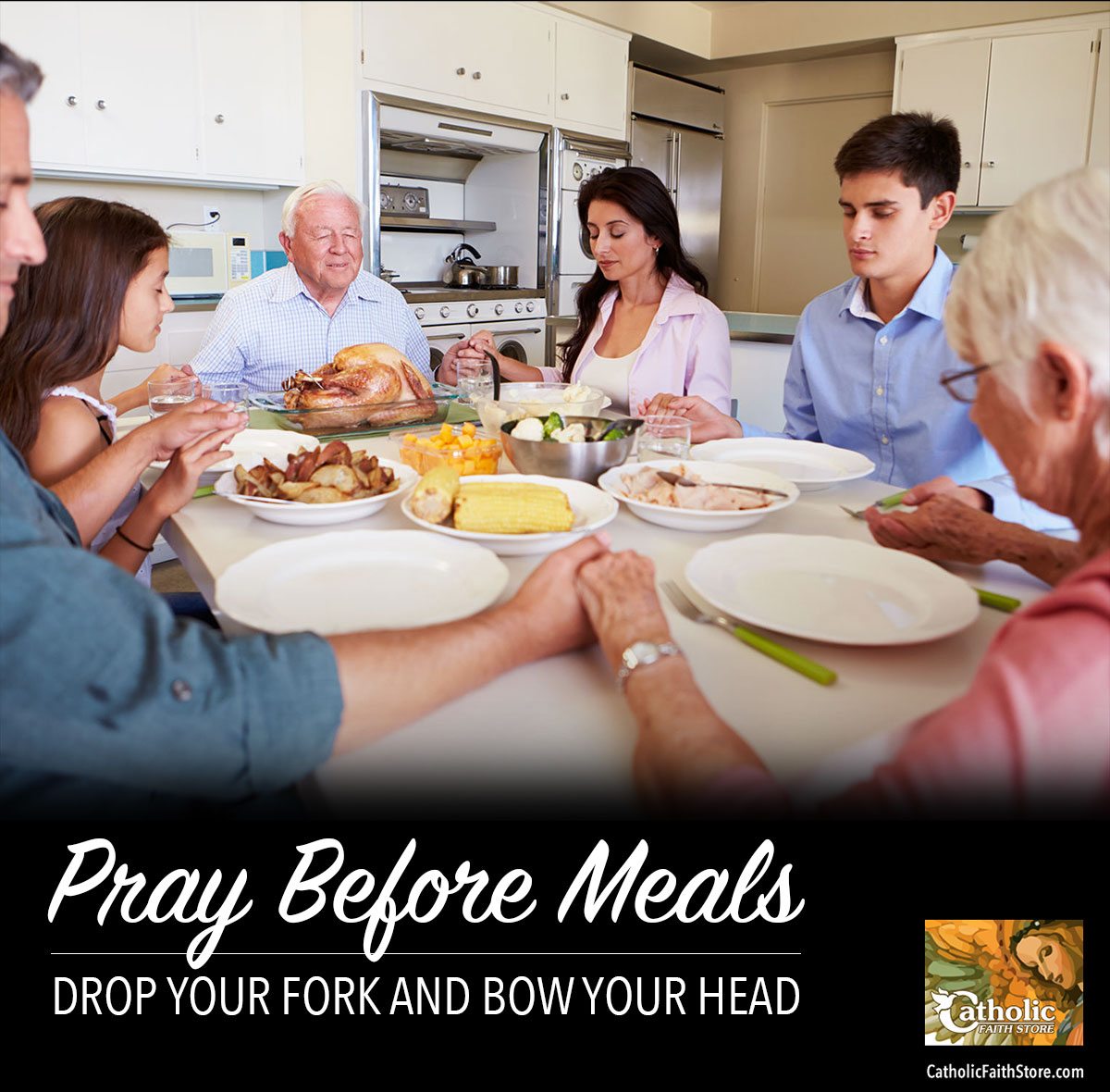 Family Pray Before Meals