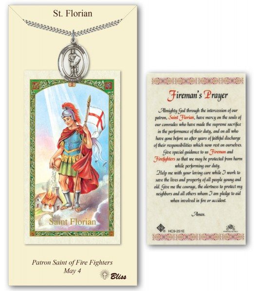 Saint Florian Intercessory Prayer Card with Personalizable Medal