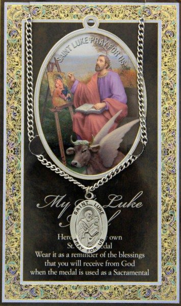 Saint Luke Physician's Bifold Prayer Card with Medal