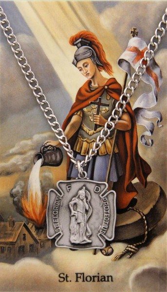 Saint Florian Prayer Card with Shield Medal