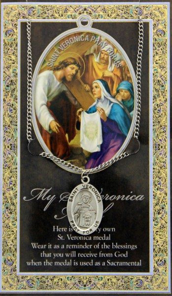 Saint Veronica Prayer Card with medal