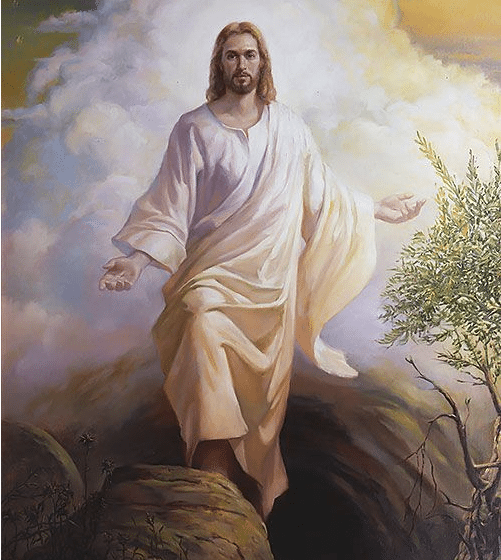 An image of Jesus Christ standing on top of a rock