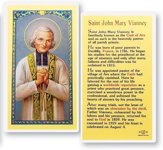 Saint John Vianney Laminated Prayer Cards