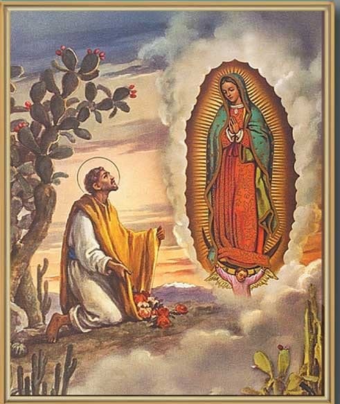 Our Lady of Guadalupe with Juan Diego Gold Framed Print