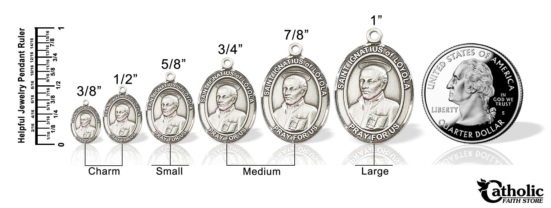 Pendants compared to a quarter