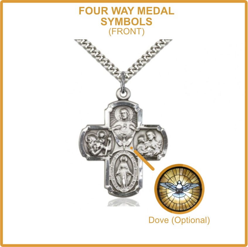 Holy Spirit Dove on Four Way Medal