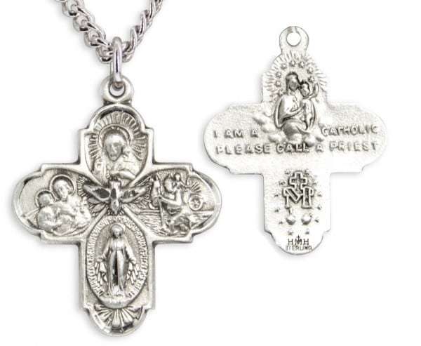 Classic Four Way Medal with Catholic Symbols