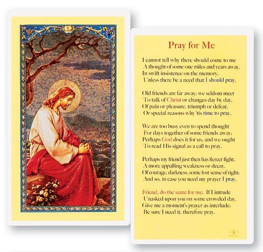 Pray For Me Laminated Prayer Cards