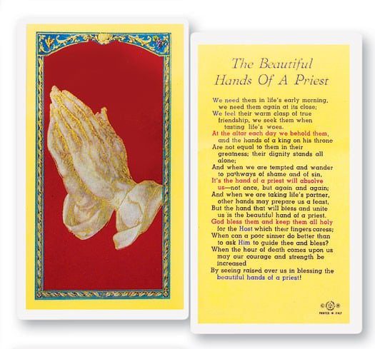 Beautiful Hands of A Priest Laminated Prayer Cards 25 Pack